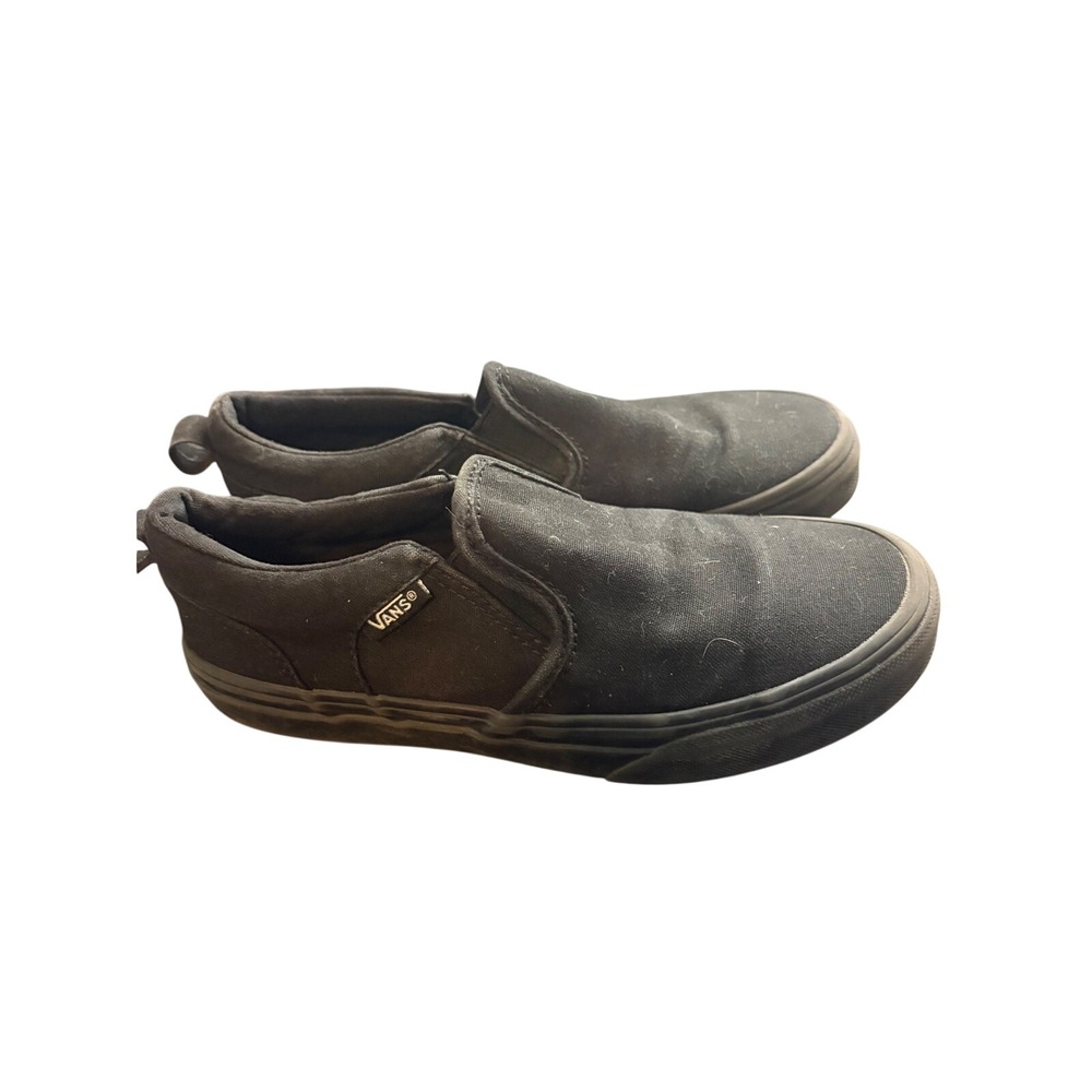 Vans Classic Slip-On Triple Black Canvas Skate Shoes Youth 3.0 Low Top Sneaker